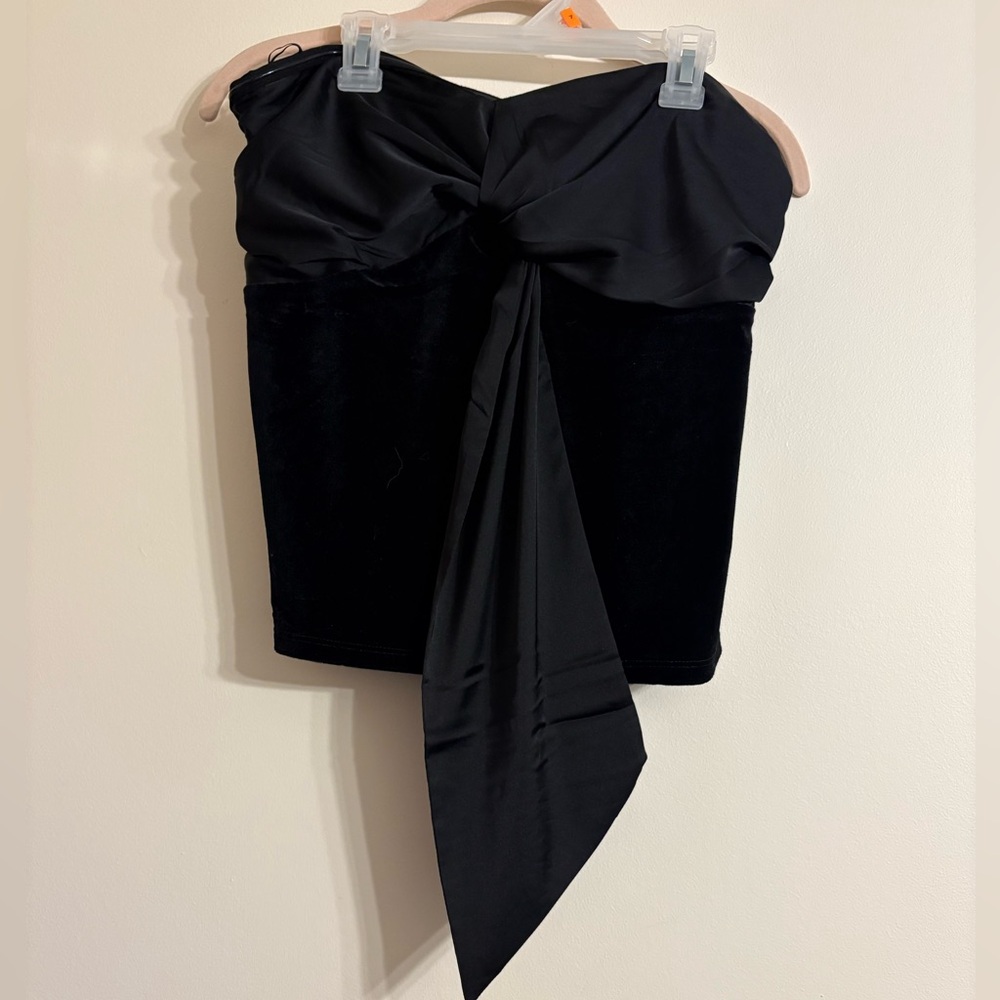 NWT  Express Black Velvet & Satin Strapless Top
